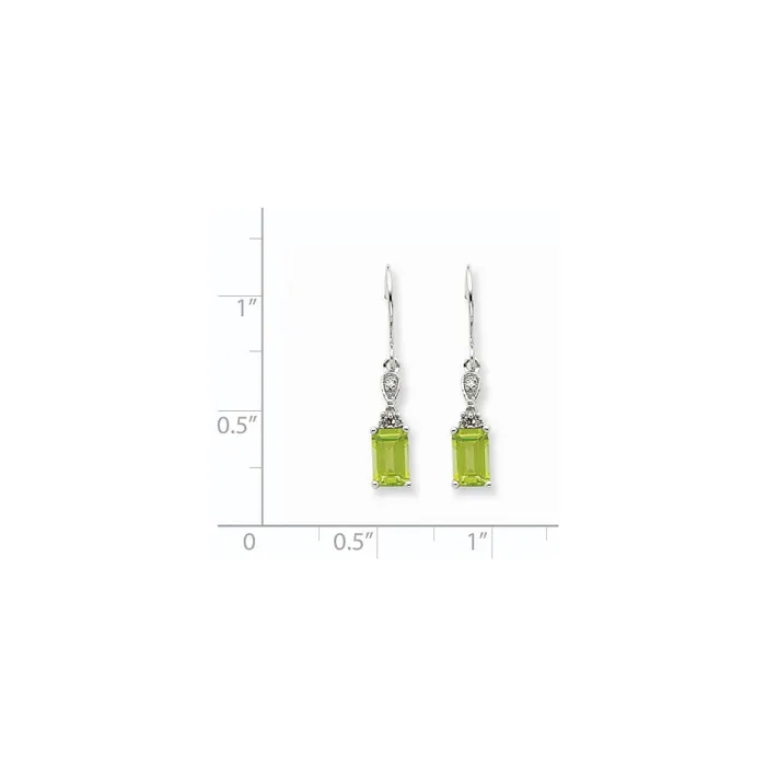 14k White Gold Peridot u0026 Real Diamond Dangle Earrings Goldia Earrings