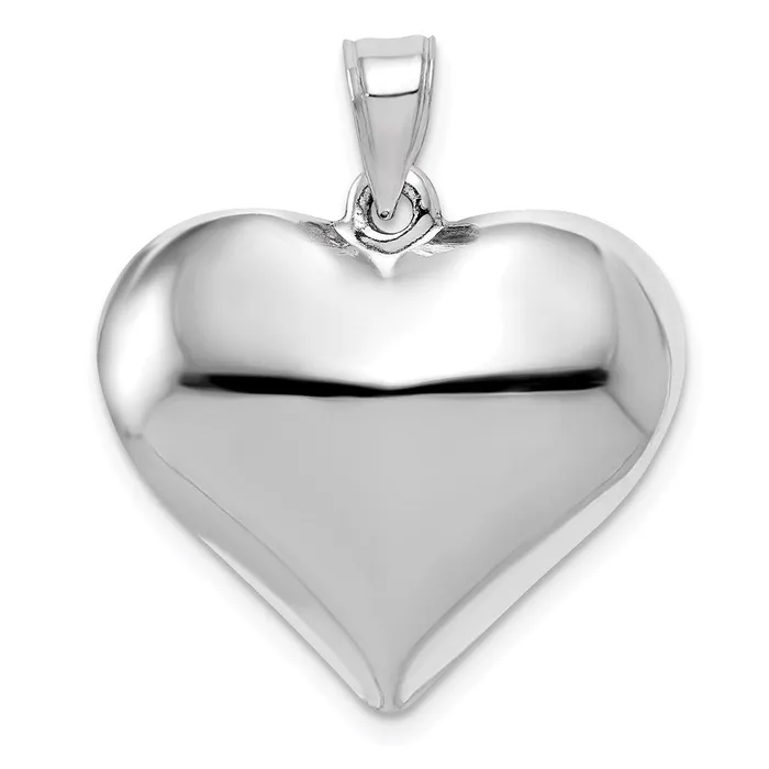14k White Gold Polished 3D Puffed Heart Pendant Goldia Necklaces