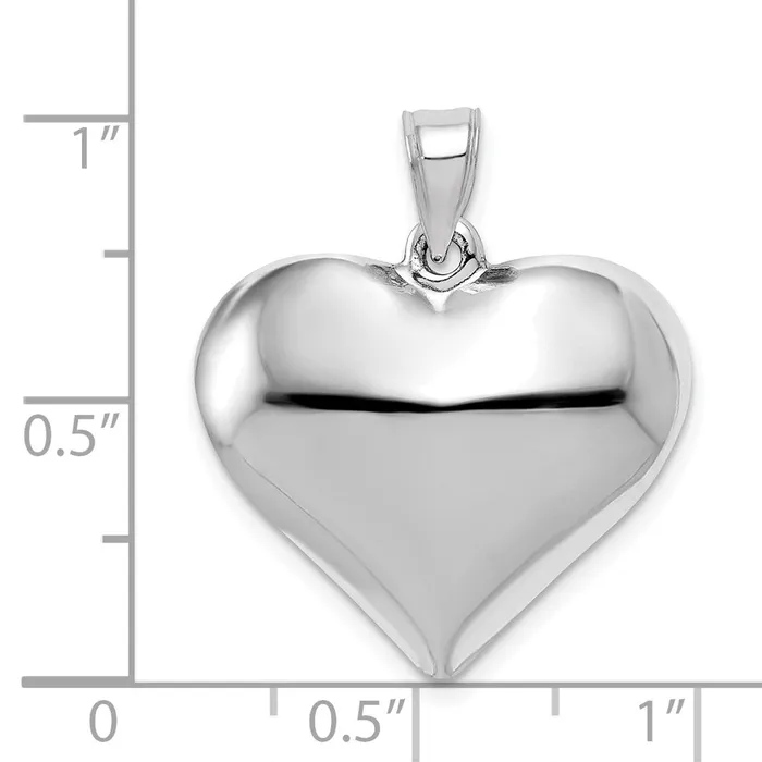 14k White Gold Polished 3D Puffed Heart Pendant Goldia Necklaces