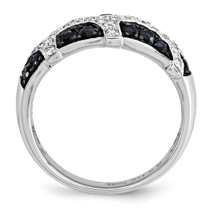 14k White Gold Real Diamond and Sapphire Ring Goldia Rings