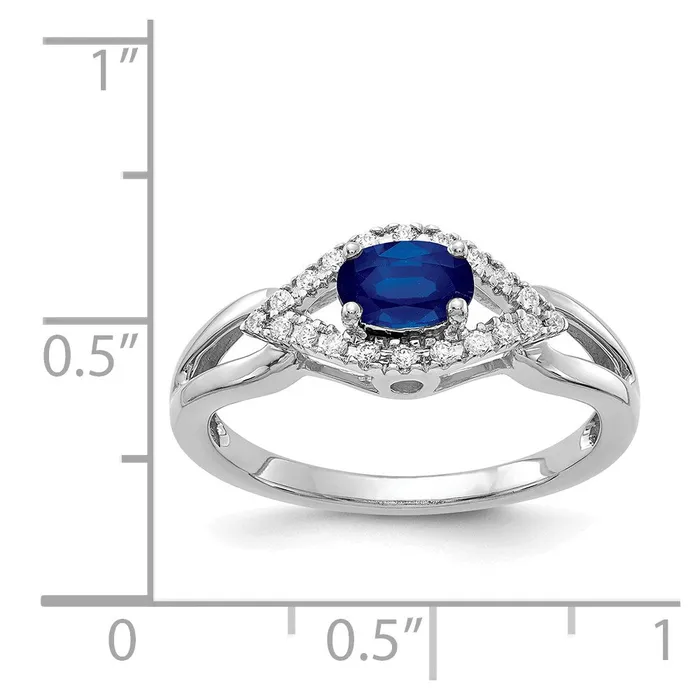 14k White Gold Real Diamond and Sapphire Ring Goldia Rings
