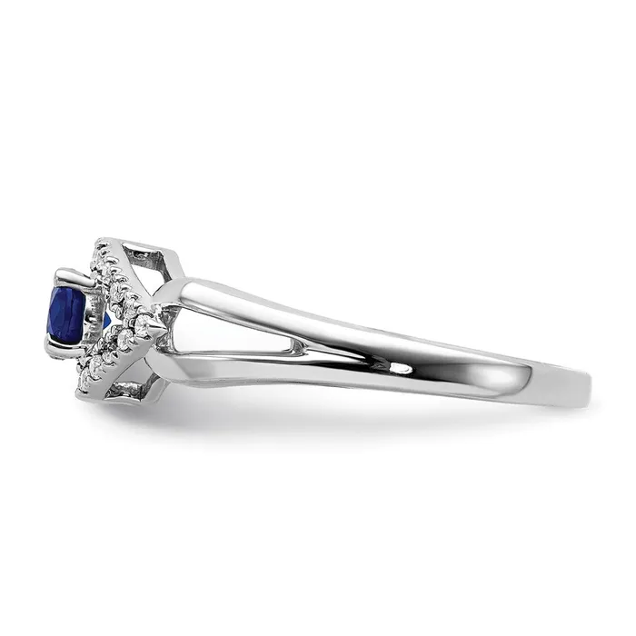14k White Gold Real Diamond and Sapphire Ring Goldia Rings