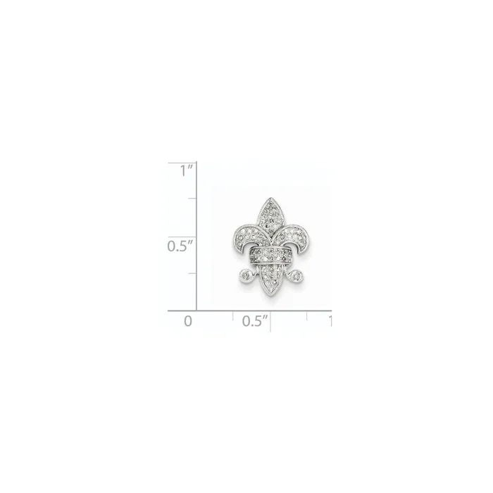14k White Gold Real Diamond Fleur De Lis Chain Slide Goldia Necklaces