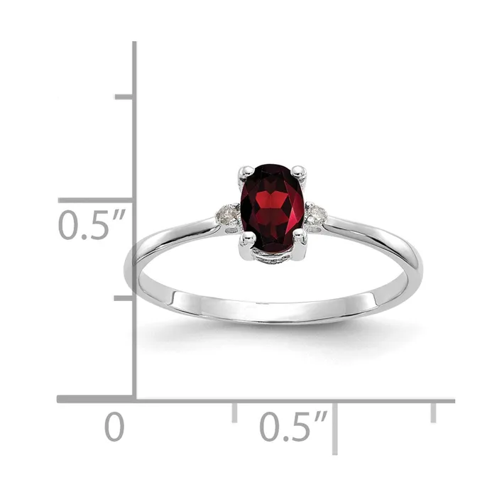 14k White Gold Real Diamond Garnet Birthstone Ring Goldia Rings