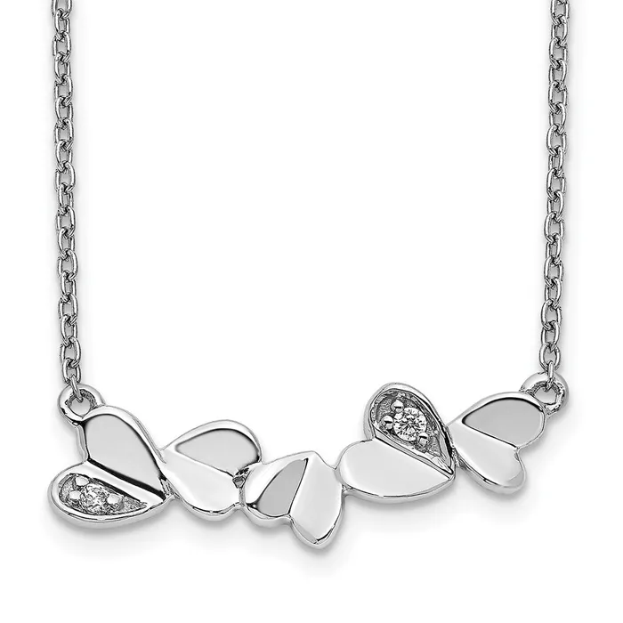 14k White Gold Real Diamond Hearts Bar Necklace Goldia Necklaces