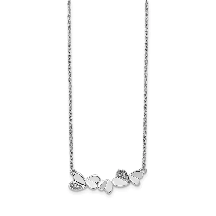 14k White Gold Real Diamond Hearts Bar Necklace Goldia Necklaces