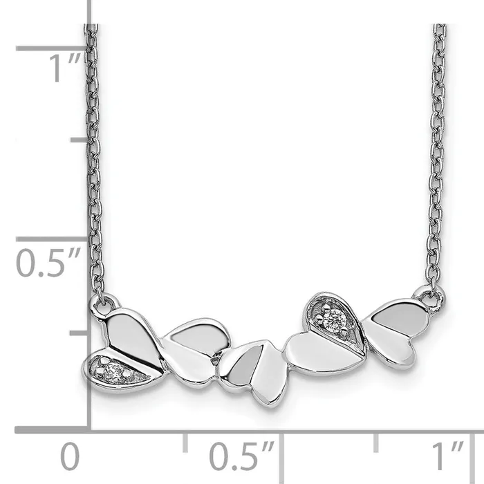 14k White Gold Real Diamond Hearts Bar Necklace Goldia Necklaces