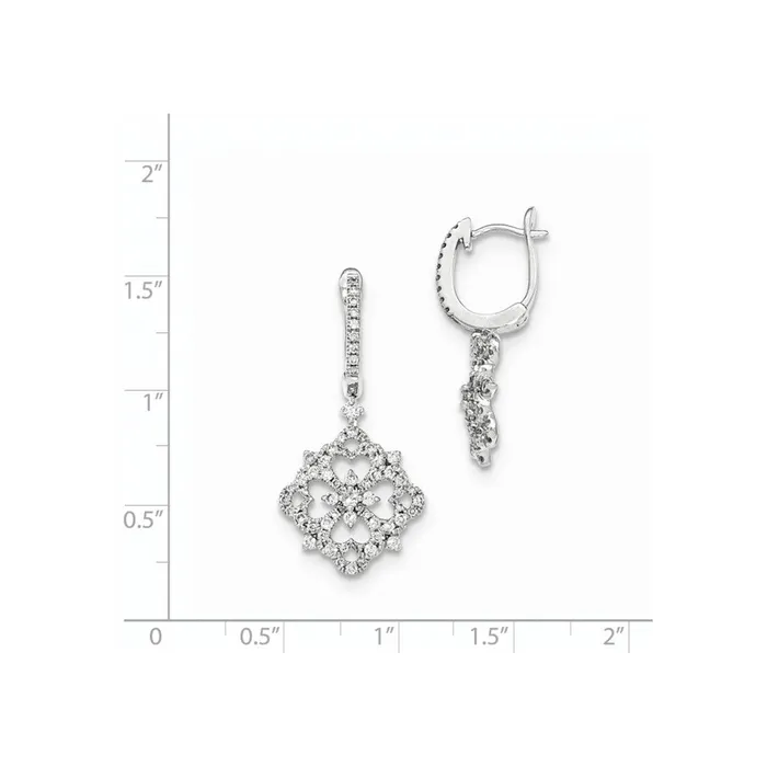 14k White Gold Real Diamond Leverback Dangle Earrings Goldia Earrings