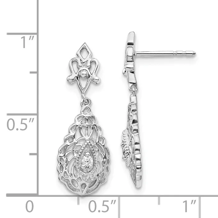 14k White Gold Real Diamond Teardrop Vintage Post Earrings Goldia Earrings