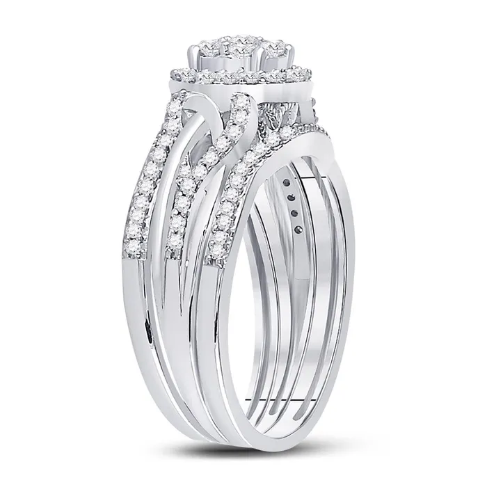 14k White Gold Round Diamond Bridal Wedding Ring Set 12 Cttw gndatlanta Rings