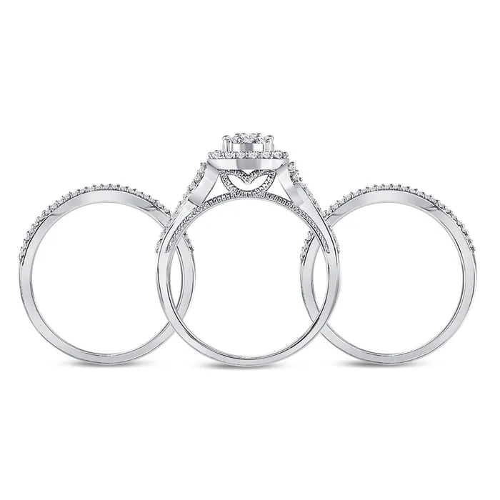 14k White Gold Round Diamond Bridal Wedding Ring Set 12 Cttw gndatlanta Rings