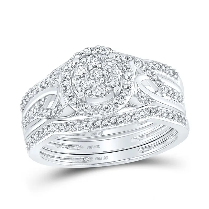 14k White Gold Round Diamond Bridal Wedding Ring Set 12 Cttw gndatlanta Rings
