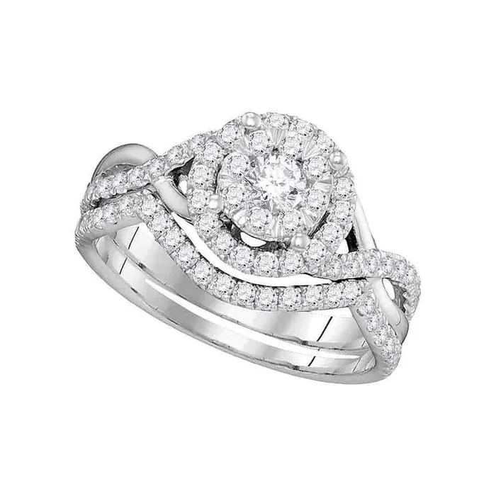 14k White Gold Round Diamond Bridal Wedding Ring Set 78 Cttw gndatlanta Rings