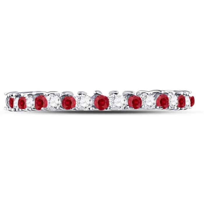 14k White Gold Round Ruby Diamond Stackable Band Ring 14 Cttw gndatlanta Rings