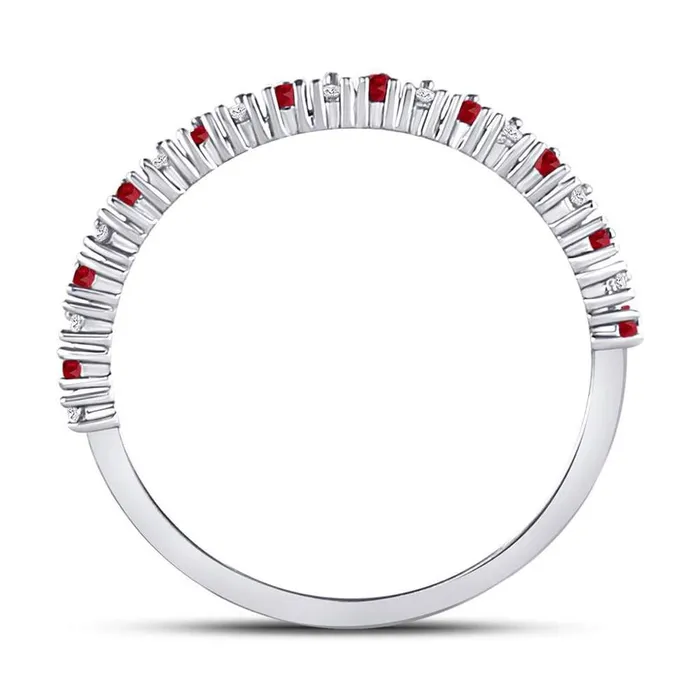 14k White Gold Round Ruby Diamond Stackable Band Ring 14 Cttw gndatlanta Rings