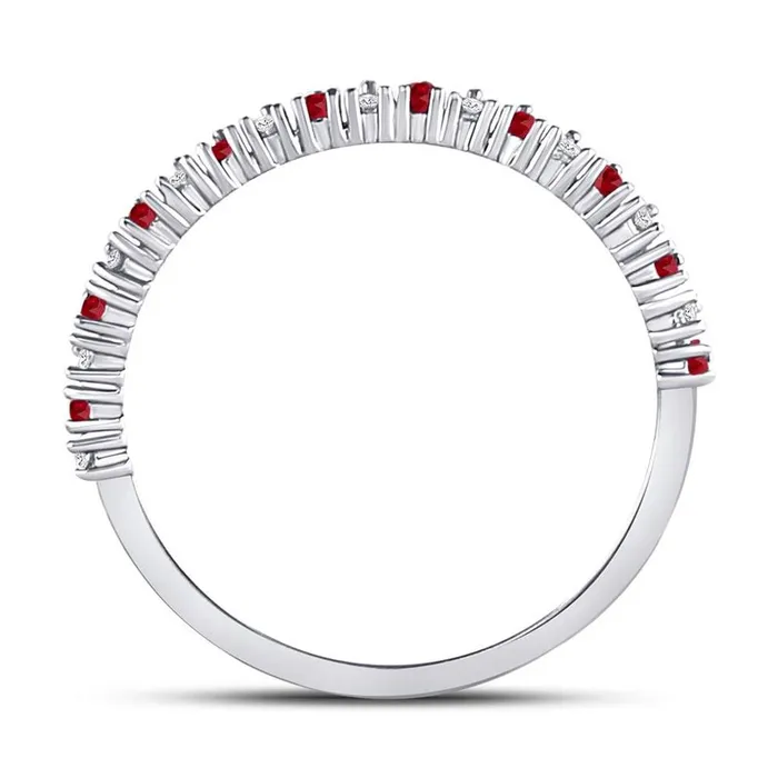 14k White Gold Round Ruby Diamond Stackable Band Ring 14 Cttw gndatlanta Rings