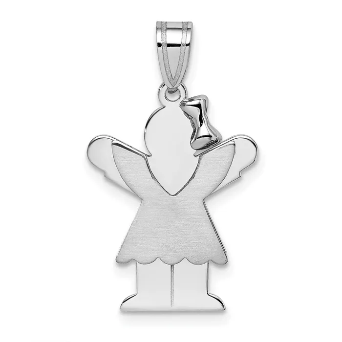 14k White Gold Small Girl with Bow on Right Engravable Charm Goldia Charm Necklaces 14k White Gold Small Girl with Bow on Right Engravable Charm Goldia Charm Necklaces