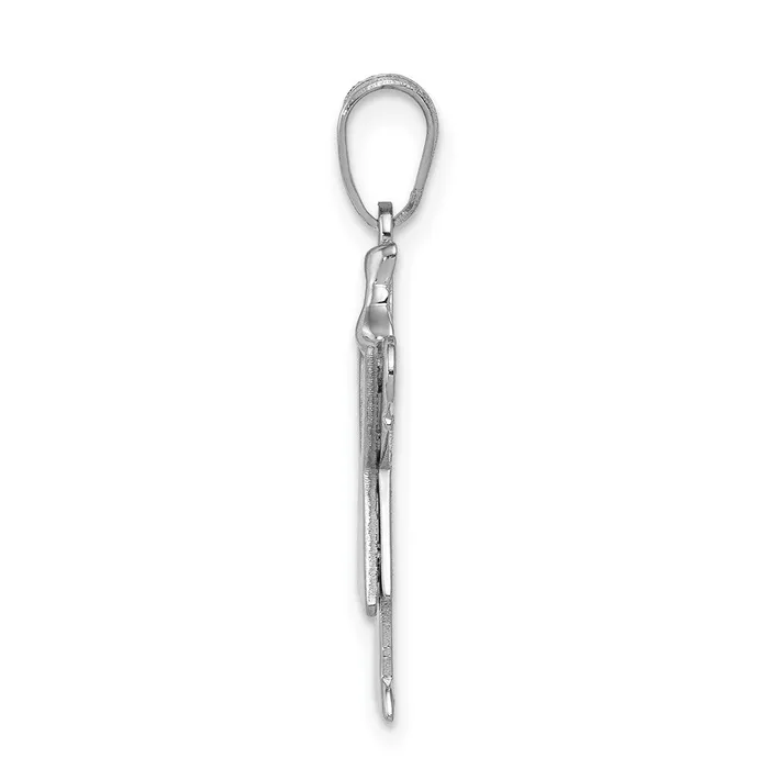 14k White Gold Small Girl with Bow on Right Engravable Charm Goldia Charm Necklaces