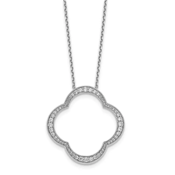 14K White GoldTrue Origin Lab Grown Real Diamond VSSI D E F Quatrefoil Floral Necklace Goldia Necklaces