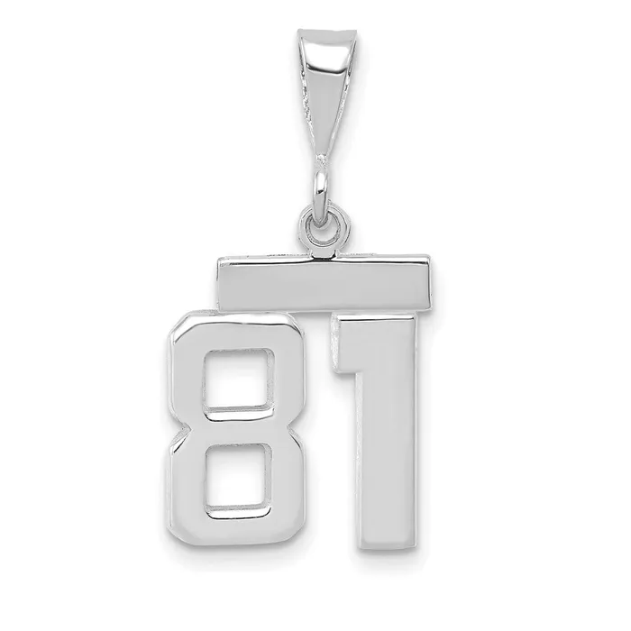 14k White Goldw Small Polished Number 81 Charm Goldia Charm Necklaces