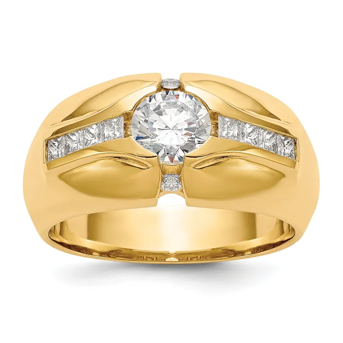 14k Yellow Gold 12 Ct Lab Grown Diamond VSSI G 58 Ct Center Mens Ring Goldia Rings 14k Yellow Gold 12 Ct Lab Grown Diamond VSSI G 58 Ct Center Mens Ring Goldia Rings