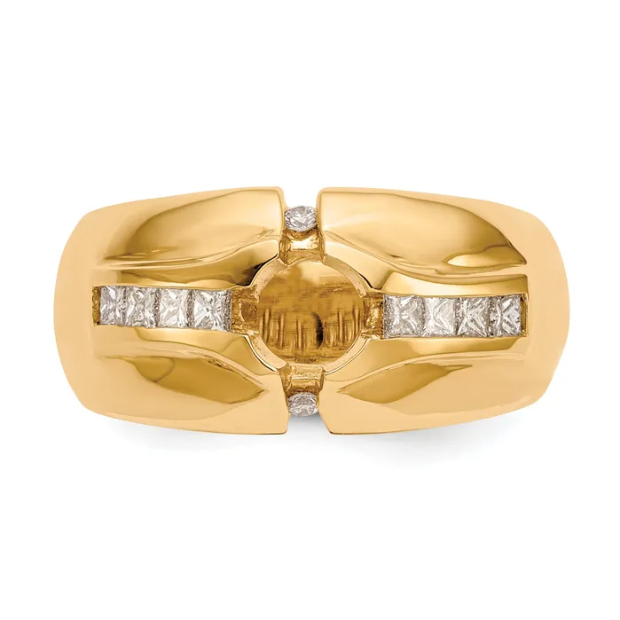 14k Yellow Gold 12 Ct Lab Grown Diamond VSSI G 58 Ct Center Mens Ring Goldia Rings