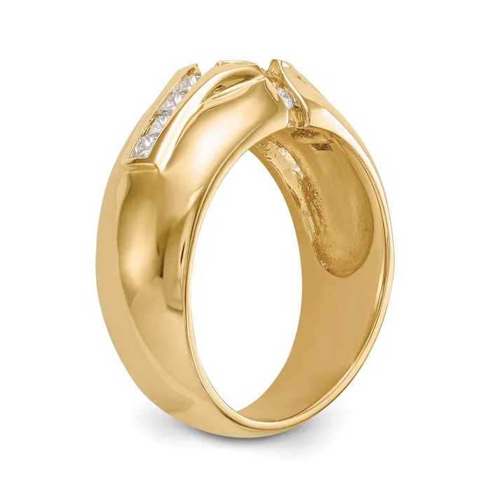 14k Yellow Gold 12 Ct Lab Grown Diamond VSSI G 58 Ct Center Mens Ring Goldia Rings