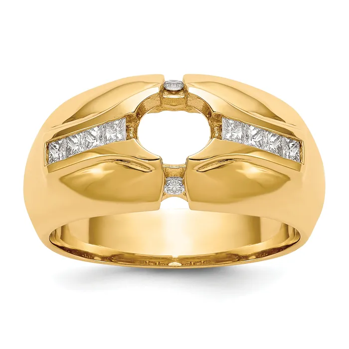 14k Yellow Gold 12 Ct Lab Grown Diamond VSSI G 58 Ct Center Mens Ring Goldia Rings