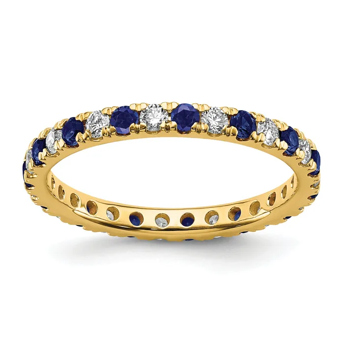 14k Yellow Gold 12 Ct Lab Grown Diamond VSSI G and Lab Created Blue Sapphire Eternity Band Ring Goldia Rings 14k Yellow Gold 12 Ct Lab Grown Diamond VSSI G and Lab Created Blue Sapphire Eternity Band Ring Goldia Rings