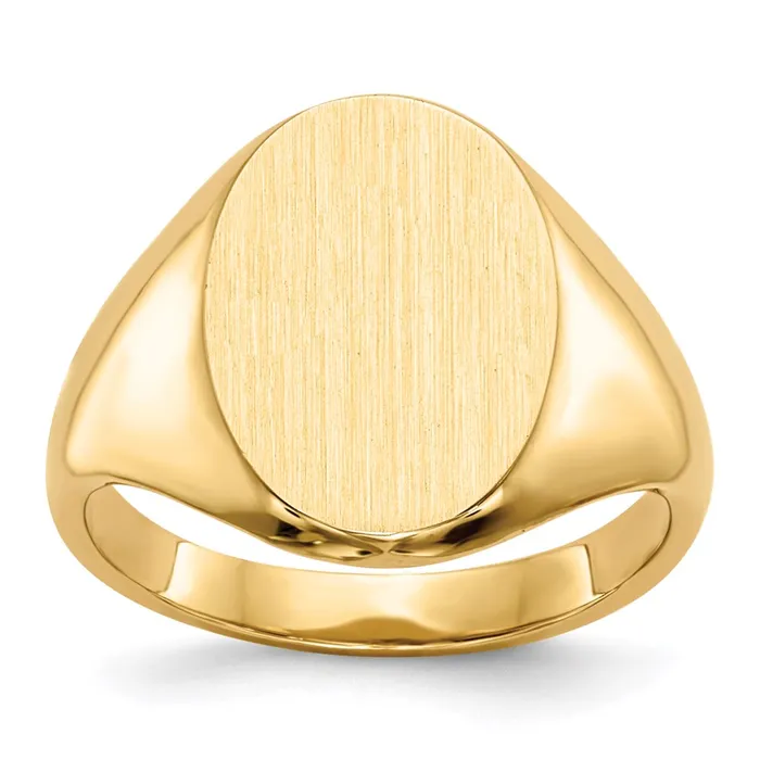 14K Yellow Gold 130x100mm Closed Back Signet Ring Goldia Rings
