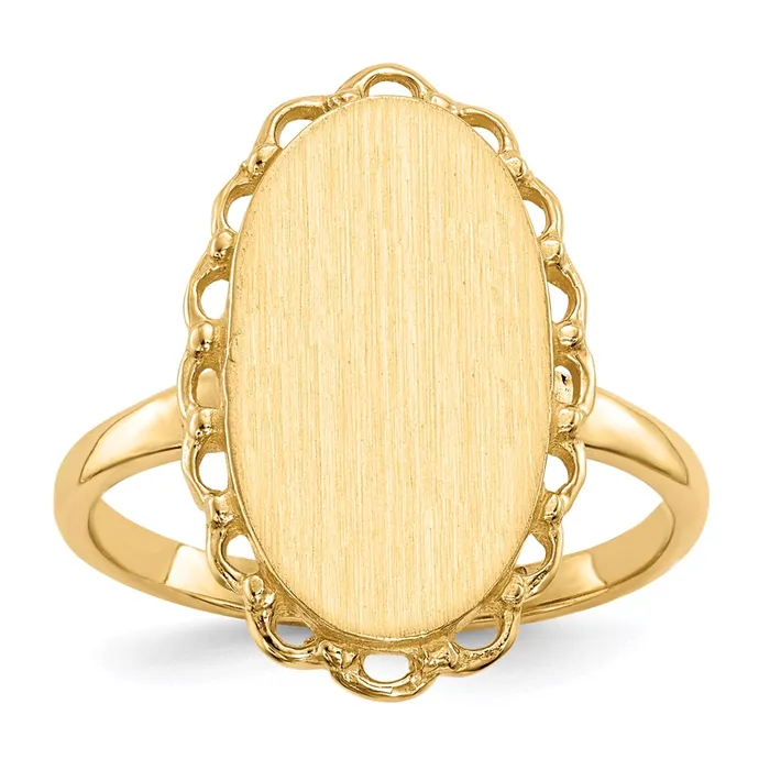 14K Yellow Gold 160x90mm Open Back Signet Ring Goldia Rings