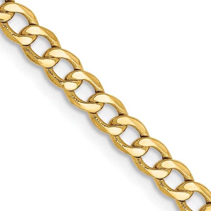 14K Yellow Gold 22 inch 335mm SemiSolid Curb with Lobster Clasp Chain Necklace MDS Necklaces