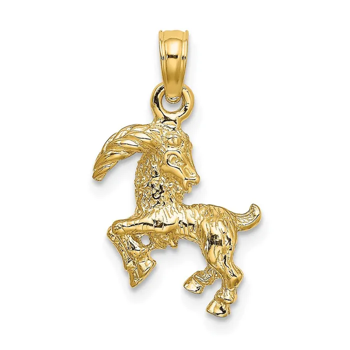 14k Yellow Gold 3D Capricorn Zodiac Charm Goldia Charm Necklaces