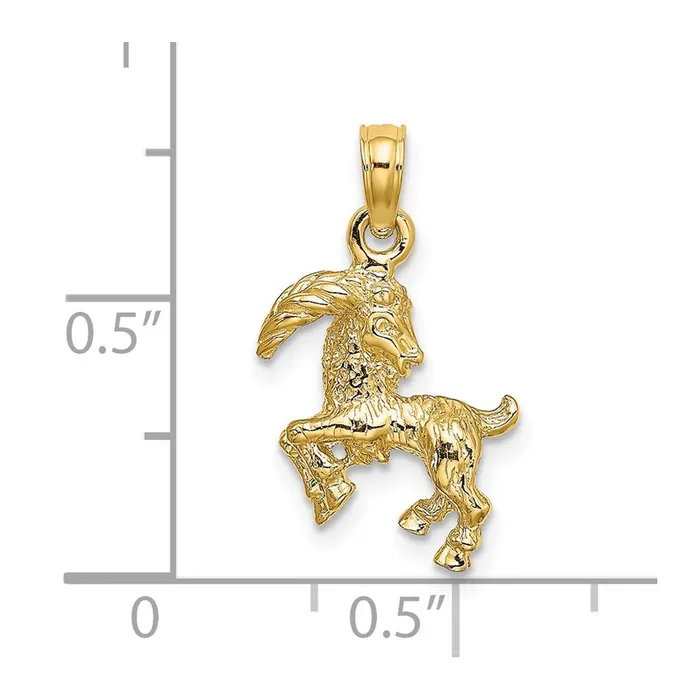 14k Yellow Gold 3D Capricorn Zodiac Charm Goldia Charm Necklaces