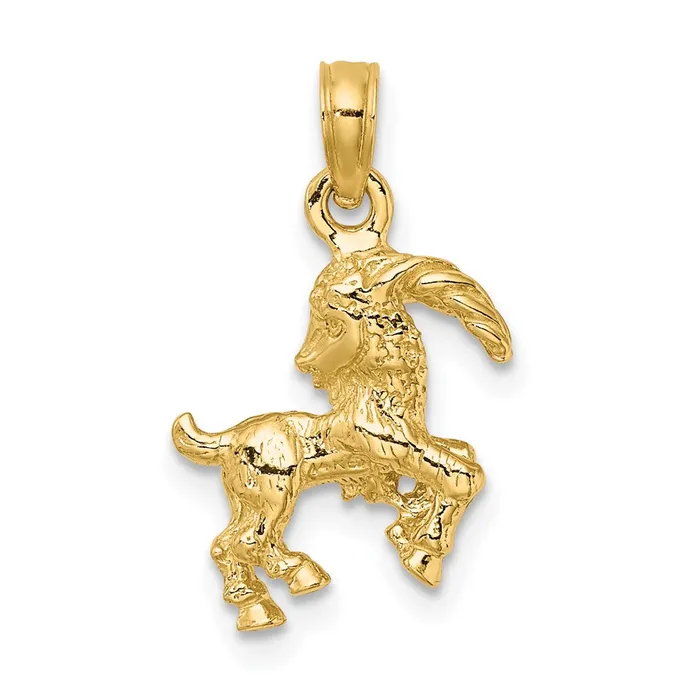 14k Yellow Gold 3D Capricorn Zodiac Charm Goldia Charm Necklaces