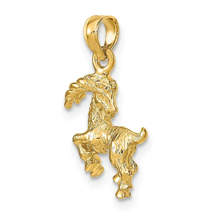 14k Yellow Gold 3D Capricorn Zodiac Charm Goldia Charm Necklaces