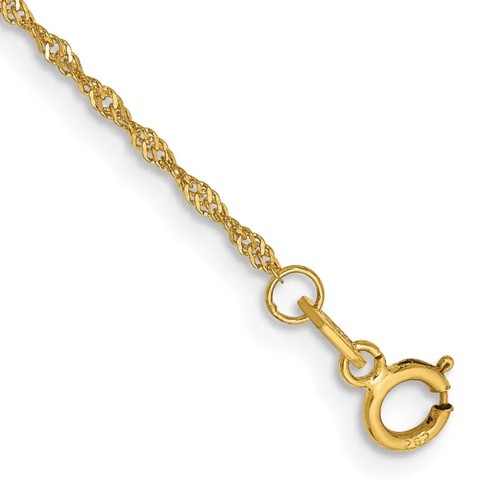 14K Yellow Gold 55 inch 110mm Singapore with Spring Ring Clasp Chain Bracelet MDS Bracelets 14K Yellow Gold 55 inch 110mm Singapore with Spring Ring Clasp Chain Bracelet MDS Bracelets