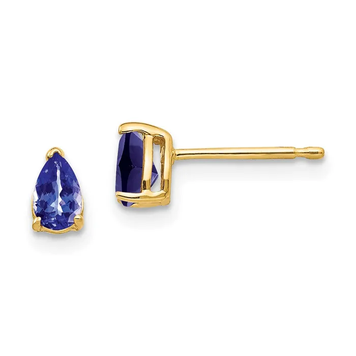 14k Yellow Gold 5x3mm Pear Tanzanite earring Goldia Earrings