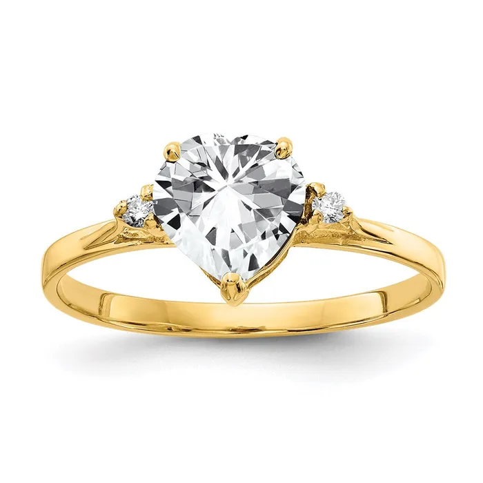 14K Yellow Gold 7mm Heart Cubic Zirconia A Real Diamond ring Goldia Rings