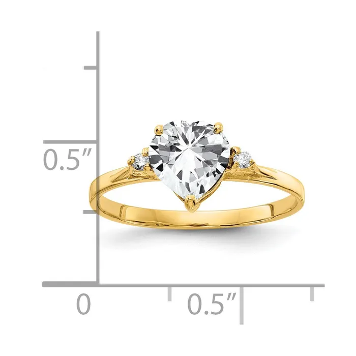 14K Yellow Gold 7mm Heart Cubic Zirconia A Real Diamond ring Goldia Rings