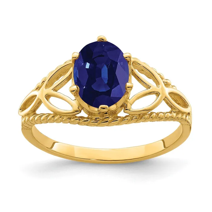 14K Yellow Gold 8x6mm Oval Sapphire ring Goldia Rings