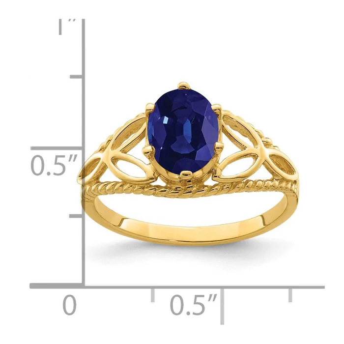 14K Yellow Gold 8x6mm Oval Sapphire ring Goldia Rings