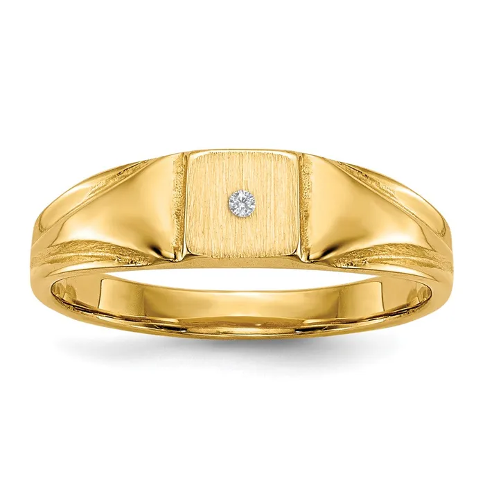 14K Yellow Gold AAA Real Diamond signet ring Goldiacom Rings