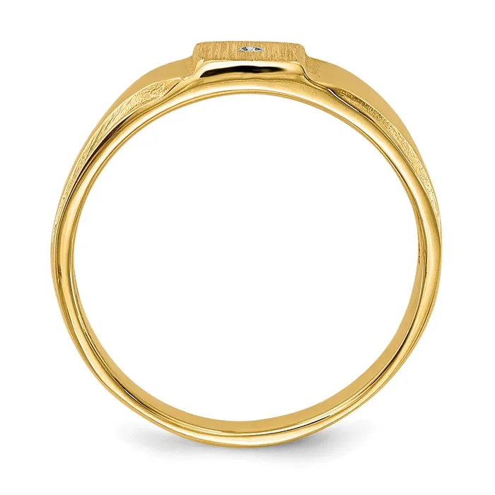 14K Yellow Gold AAA Real Diamond signet ring Goldiacom Rings