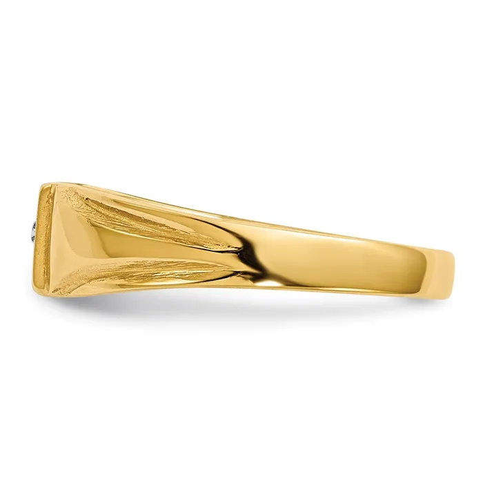 14K Yellow Gold AAA Real Diamond signet ring Goldiacom Rings