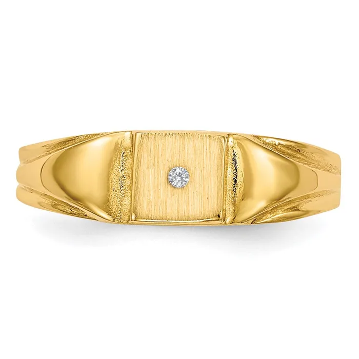14K Yellow Gold AAA Real Diamond signet ring Goldiacom Rings