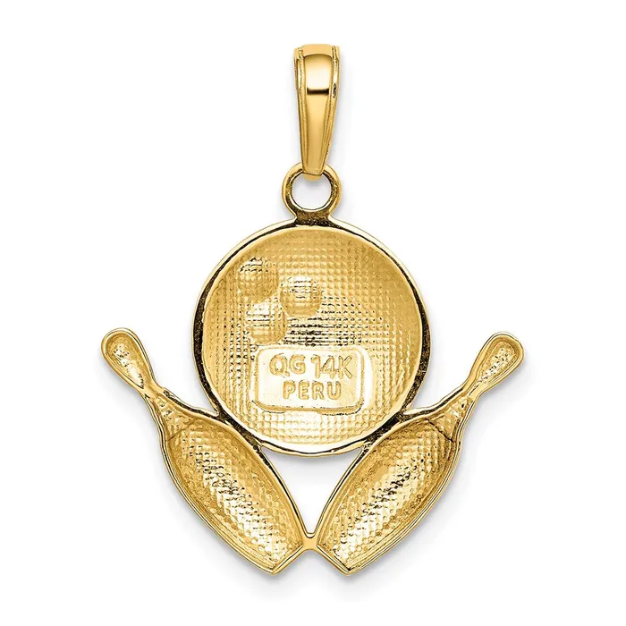 14k Yellow Gold DiamondCut Bowling Theme Charm Goldia Charm Necklaces