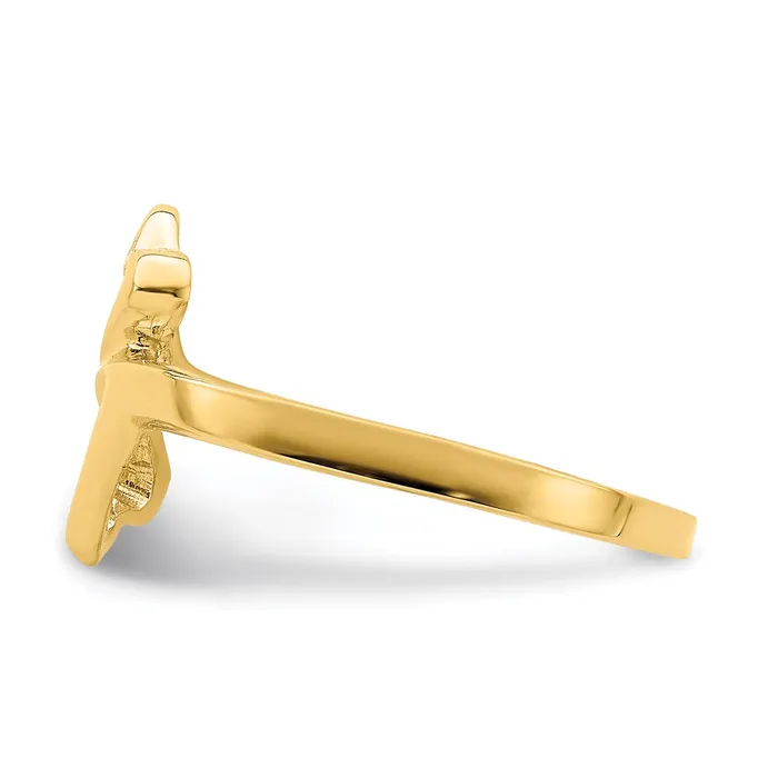 14K Yellow Gold High Polished Double Hearts Ring Goldia Rings