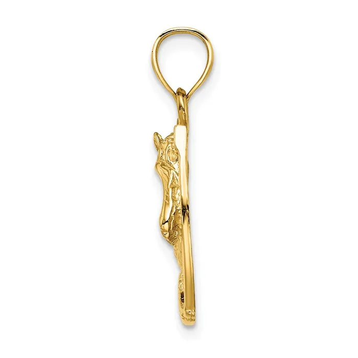 14k Yellow Gold Horse Head In Horseshoe w Enameled Charm Goldia Charm Necklaces
