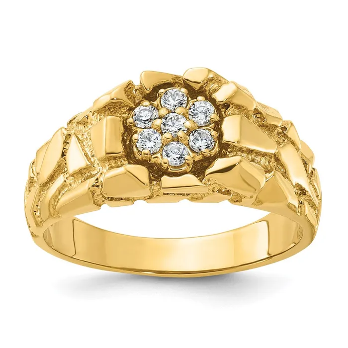 14k Yellow Gold Mens Cluster Diamond Nugget Ring Mounting Goldia Rings
